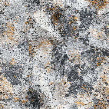 Seamless tileable texture showcasing an aged granite surface with natural grey, white, and subtle rust-colored details.