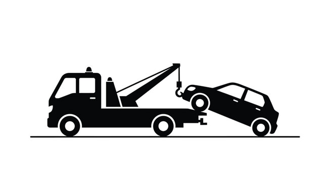 Tow Truck Lifting Car Silhouette towing vehicle