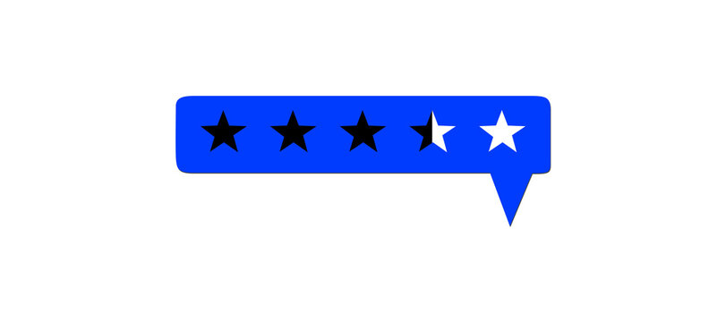 Three and a Half Star Rating Blue Speech Bubble Icon