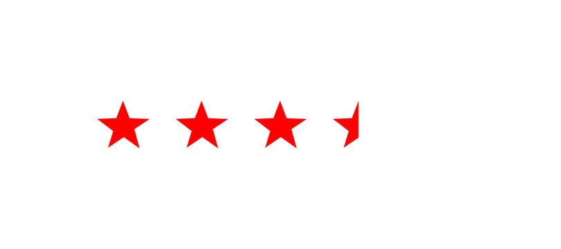 Three and a Half Star Red Rating Sequence Icon