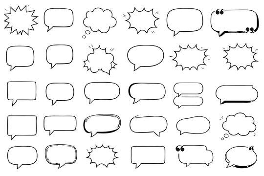 Premium Hand Drawn Speech Bubble Vector Collection &ndash; Editable Comic Dialog Balloons, Thought Clouds & Chat Bubble Set