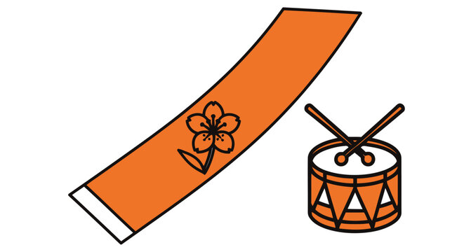 Japanese drum and happi coat illustration on a white background