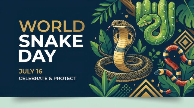 World snake day celebration with cobra and snakes illustration