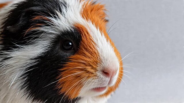 Closeup of a tricolor guinea pig