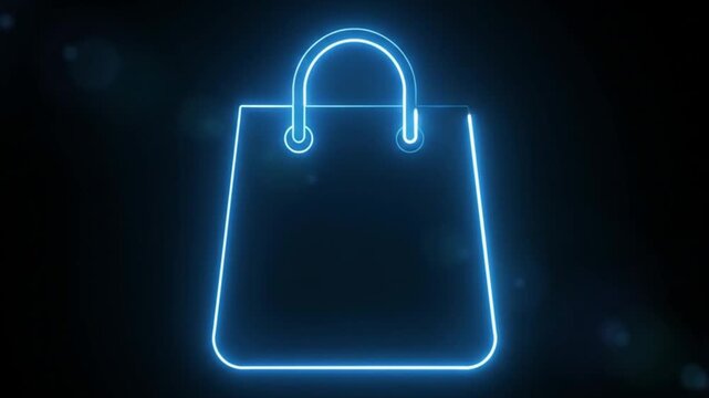 Neon blue handbag outline glow bag glowing bag