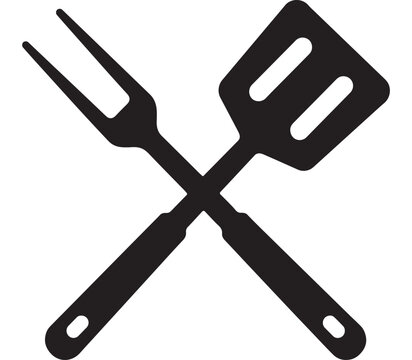 Fork and Spoon Crossed Icon, Thick Black Outline for Restaurant Branding, Menu Design, and Food Service Concept