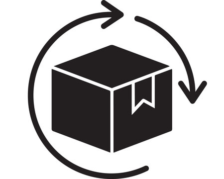 Package Icon with Arrows Around, Open Box and Delivery Direction Symbol for Logistics, Shipping, and E-Commerce Concept
