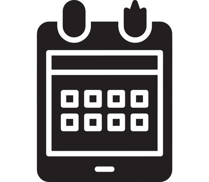 Calendar Icon with Checkboxes, Black and White Ui Style, Monthly Planner Symbol for Organization and Scheduling