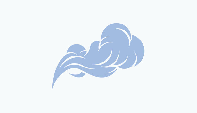 Elegant light blue wind gust or decorative cloud shape isolated on clean white background suitable for weather themes.