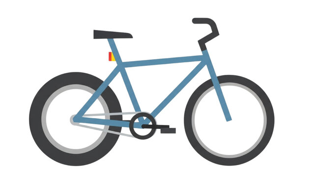 A 2D Vector Illustration of a blue bicycle with black tires and handlebars