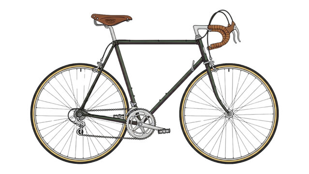 A 2D Vector Illustration of a bicycle with brown seat and handlebars