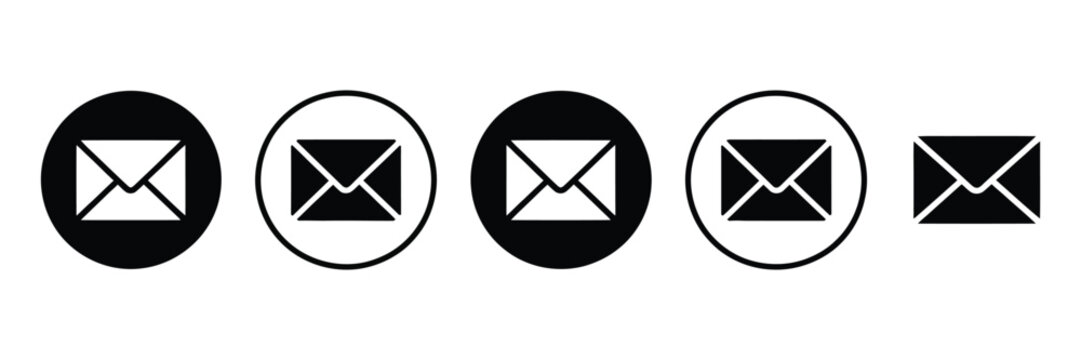 Mail vector icons with email, envelope, messaging, contact, inbox, outgoing, incoming, and user interface symbols for web applications