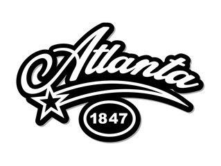 Obraz premium Atlanta star typography slogan. Varsity athletic vintage for t shirt. Tee shirt graphics, urban print. Vector illustration.