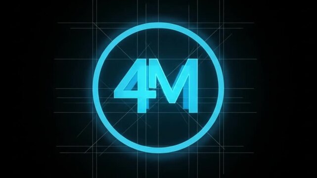 4m text inside neon geometric grid circle geometry