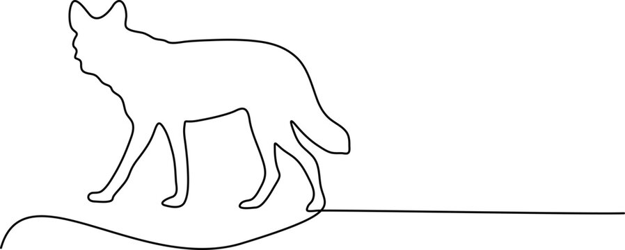 WebMinimalist Wolf Illustration &ndash; Continuous Line Drawing of Walking Canine