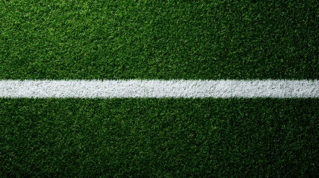 Artificial grass field with white painted boundary line