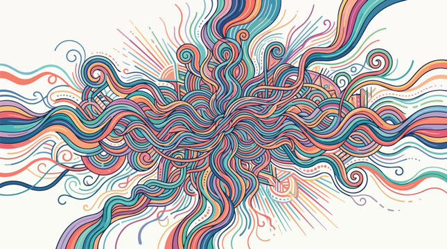 Vibrant Abstract Swirling Lines Pattern with Colorful Fluid Waves and Energetic Psychedelic Flow Design