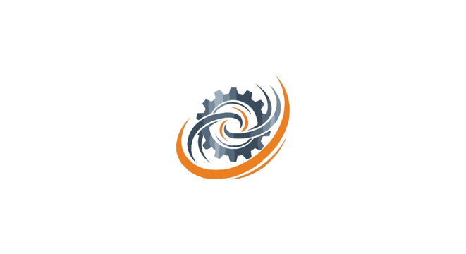 Colorful gradient gear swirl logo for creative technology.