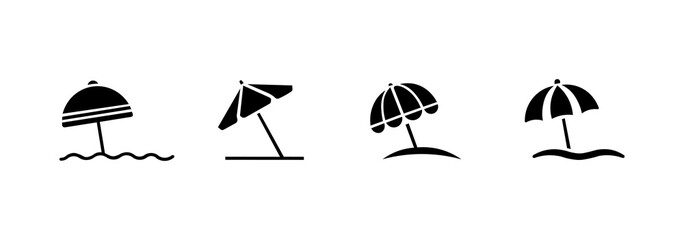 Beach umbrella icon set. Summer vacation silhouette collection. © ALDI
