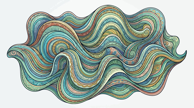 Decorative Intricate Wave Pattern with Zentangle Style Swirls and Bohemian Doodle Art Details for Creative Design