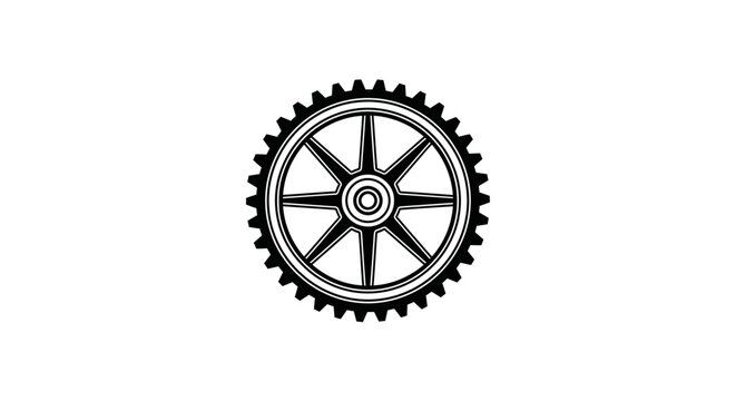 Detailed spoked wheel gear icon with fine teeth.