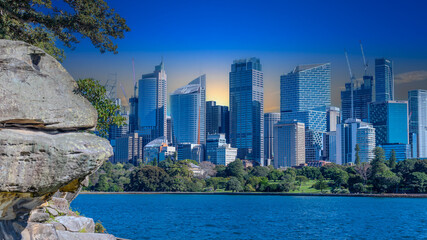 Obraz premium 2 July 2026 View of Sydney central Business District CBD residential and commercial high rise office towers viewed from Botanical Gardens on the harbour foreshore in Sydney NSW Australia