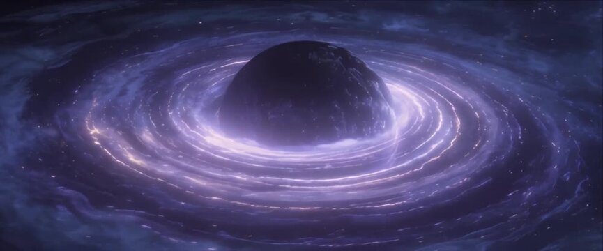 Cosmic space vortex swirl around dark sphere deep space glow fantasy art surreal cosmic background for dream with galaxy space planet glowing swirl nebula void vortex energy ring light and mysterious