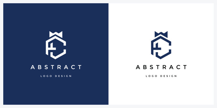 Initial letter CF FC queen Luxury Minimalist Elegant Monogram rounded shape design. Branding and Technology Logos. Flat Vector Logo Design Template Element. 