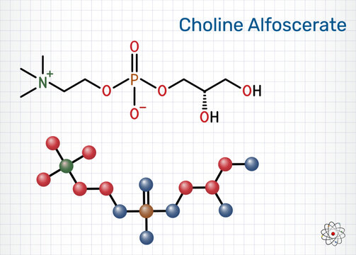 Alpha-GPC, alpha-glycerylphosphorylcholine, choline alfoscerate molecule. Natural choline compound found in the brain for memory, cognition, and nootropic research