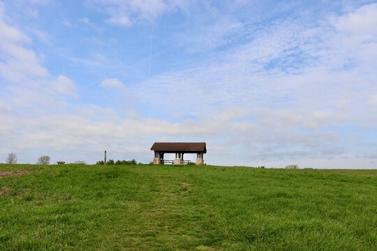 The old wood structure in the country on a sunny day.