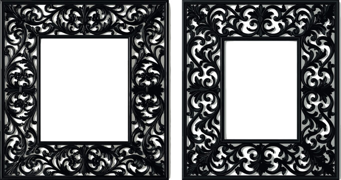 Set of detailed ornamental square frames with ornate scrollwork design ornamental scrollwork