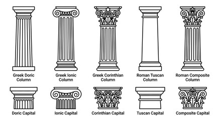 Classical Architecture: Greek and Roman Column Styles © bibis