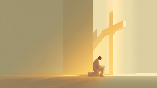 Silhouette prayer christian. Church banner backgraund.