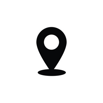 PrintMap pin location icon with red circle center, navigation pointer and GPS position marker vector