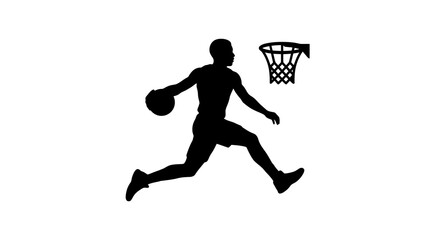 Basketball Player Dunking Silhouette Vector Illustration © SaljuCreative