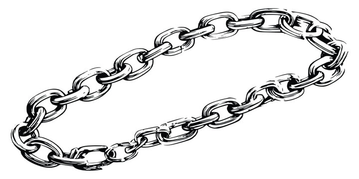 Hand drawn sketch style metal chain linked in a circle frame vector illustration graphic design.