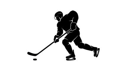 Obraz premium Ice Hockey Player Silhouette Vector Illustration
