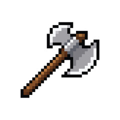 Fototapeta premium Pixel art battle axe vector icon isolated on white background