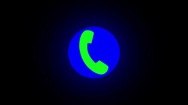 Button phone icon with ringing signal. Turning over the handset 4k animation.