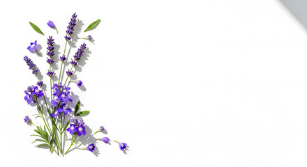 Obraz premium Purple flowers on white background, floral arrangement