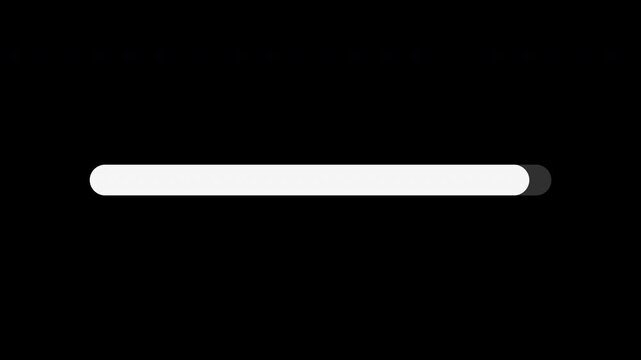 White progress bar filling up from zero to full, transparent background animation