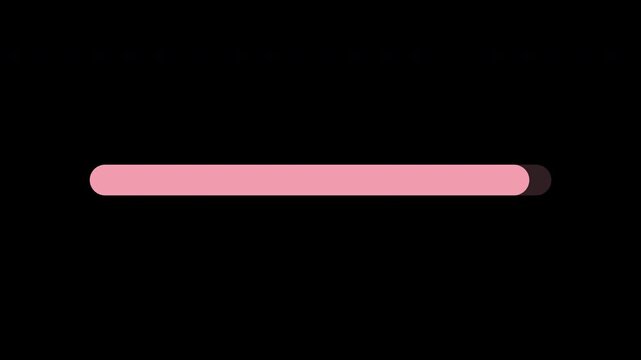 Pink progress bar filling up from zero to full, transparent background animation
