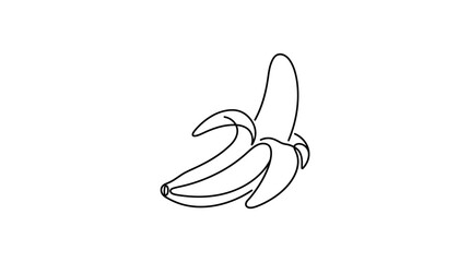 Minimalist line art of a peeled banana on a white background © Yoko