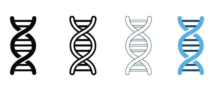 DNA double helix structure icons in different colors and styles for science and genetics concepts  molecular biology and biotechnology symbols