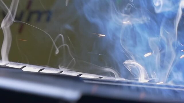 Watch as an industrial argon welding robot expertly joins metal with precision.