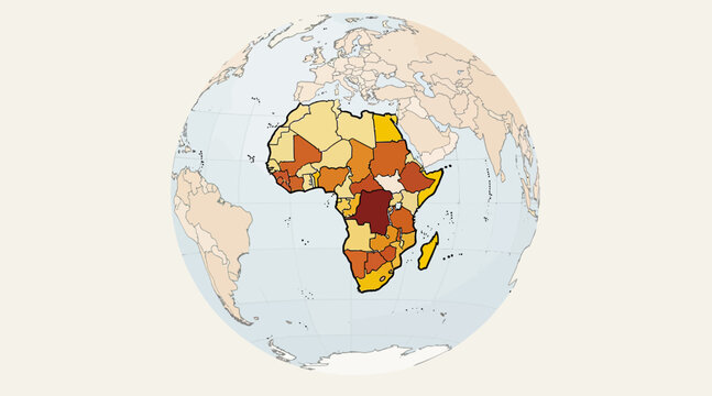 Africa map data visualization, global statistics, continental information