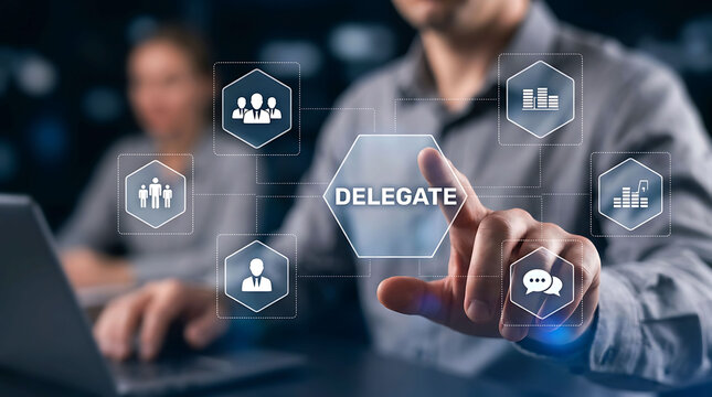 Business Delegation Strategy Concept With Team Communication Interface