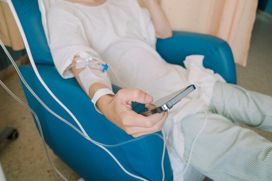 Patient with mobile phone