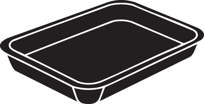 Black silhouette of a rectangular baking dish with a lip around the edge