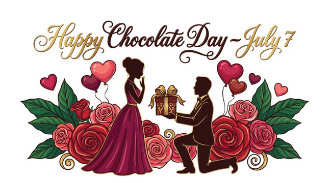 Elegant vector illustration of a man proposing to his partner with chocolate on chocolate day
